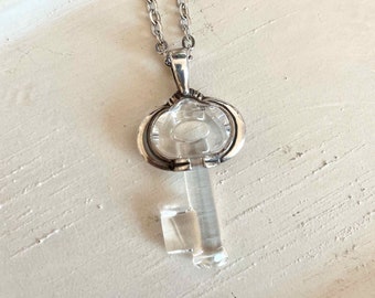 Crystal key necklace - Swarovski crystal key pendant - clear crystal key necklace