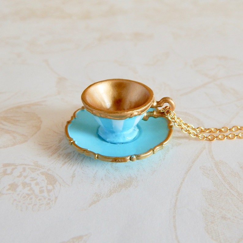 Alice in Wonderland Tea Cup Necklace Miniature Tea Cup Etsy