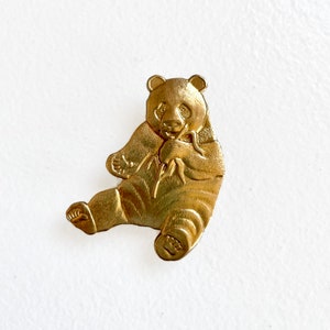 Vintage Brass Panda Pin - Panda bear pin - panda bear brooch