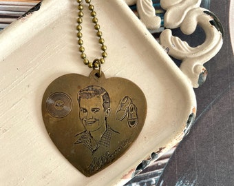 Vintage Pat Boone charm necklace - 1950's charm - record promo