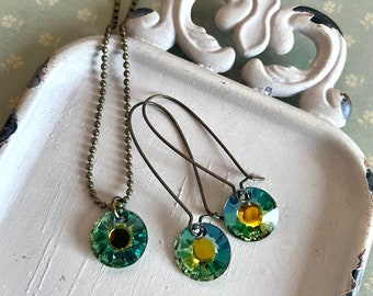 Colorful Swarovski pendant, earrings or set - Muticolored Swarovski - rainbow Swarovski