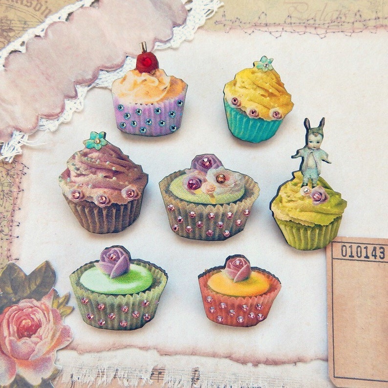 Hattie cupcake brooch crystal brooch Cupcake pin cupcake accessories cupcake jewelry image 1