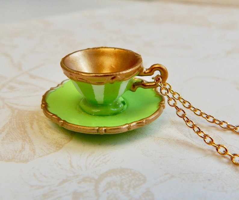 Alice in Wonderland Tea Cup Necklace Miniature tea cup necklace original Alice in Wonderland Teacup Necklace image 5