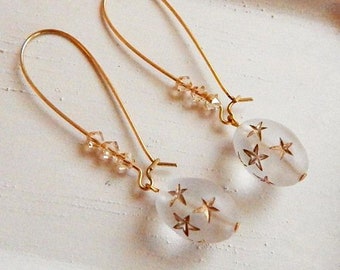 Starla I earrings - Vintage star bed earrings - Swarovski crystal - gold crystal - vintage beaded earrings