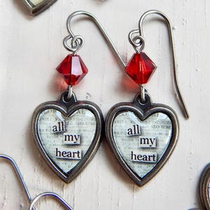 Kolczyki w kształcie serca na Walentynki - All my heart - czerwone kryształowe kolczyki w kształcie serca
