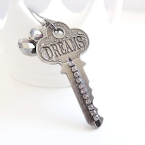 Helena - dreams key necklace - antique style key necklace crystals - rustic necklace