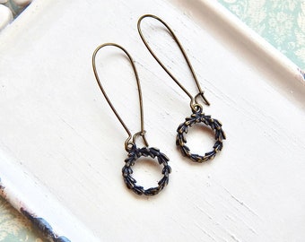 Antique Brass Laurel Wreath Earrings: Victory Gift