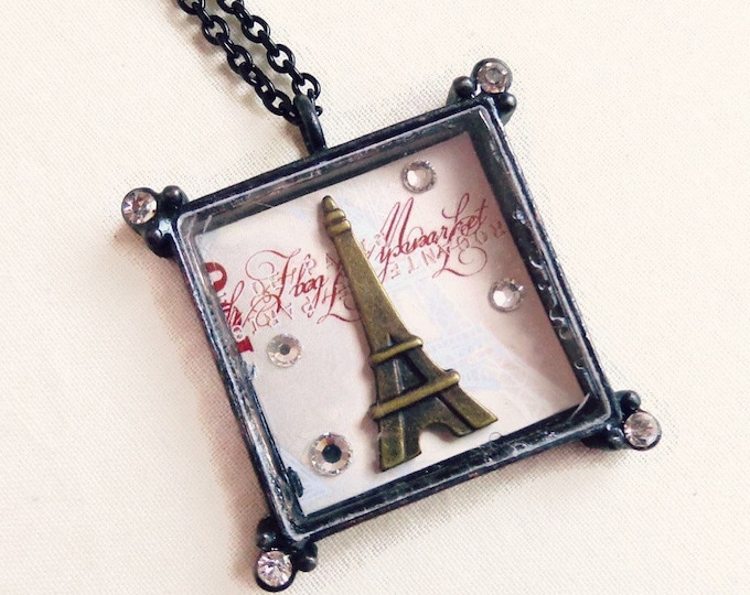 Delphine - Eiffel tower charm necklace - vintage Inspired necklace - Paris jewelry