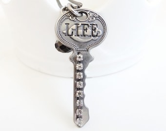 Katherine - life key - antique style key necklace crystals -  key necklace