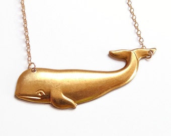 Alida - whale necklace - gold whale - nautical necklace - sea life