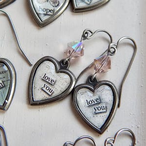 Valentine's Day heart earrings Love You crystal heart earrings I love you earrings image 2