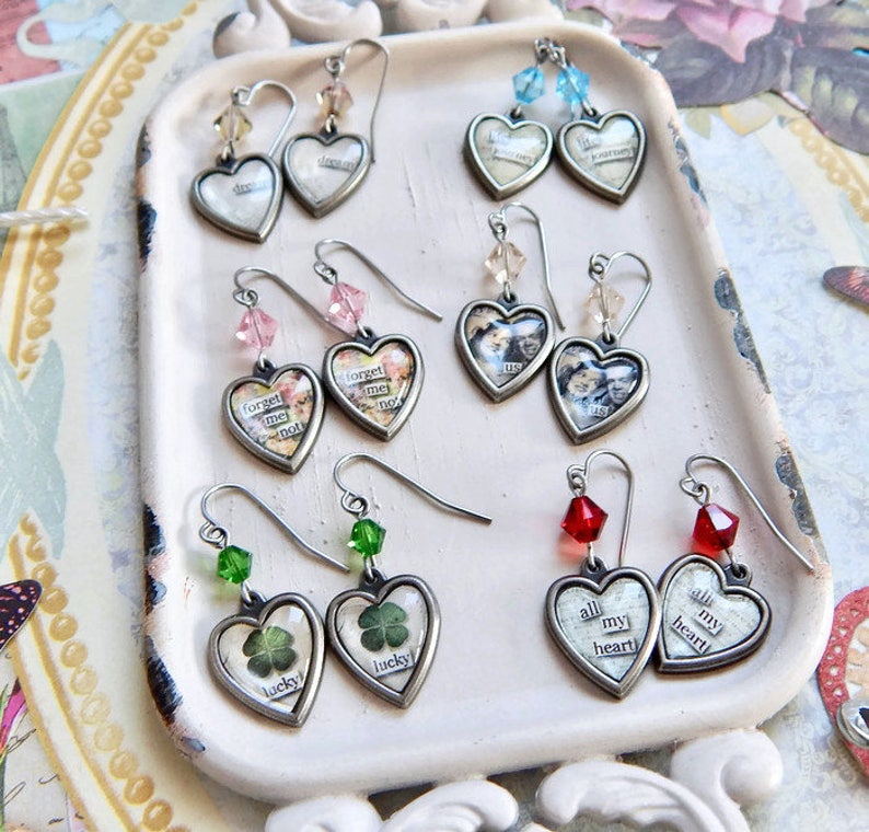 Valentine's Day heart earrings Love You crystal heart earrings I love you earrings image 3