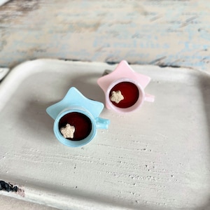 Miniature Star Teacup Ring - pink tea cup ring - blue teacup ring