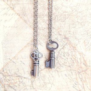 Elnora  - silver key necklace - key charm necklaces - skeleton keys - key jewelry