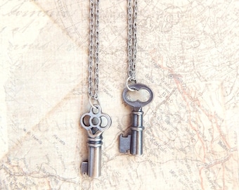 Elnora  - silver key necklace - key charm necklaces - skeleton keys - key jewelry