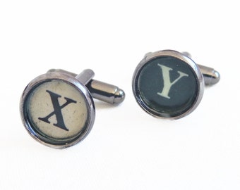 Henry -  Initial Typewriter Key Cufflinks - Personalized For Him - Groomsmen Gift - Groom Number cufflink