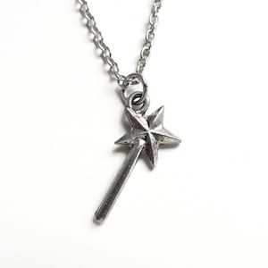 Elphaba -  magic wand necklace - fairy godmother necklace - Godmother gift - silver wand necklace - silver necklace