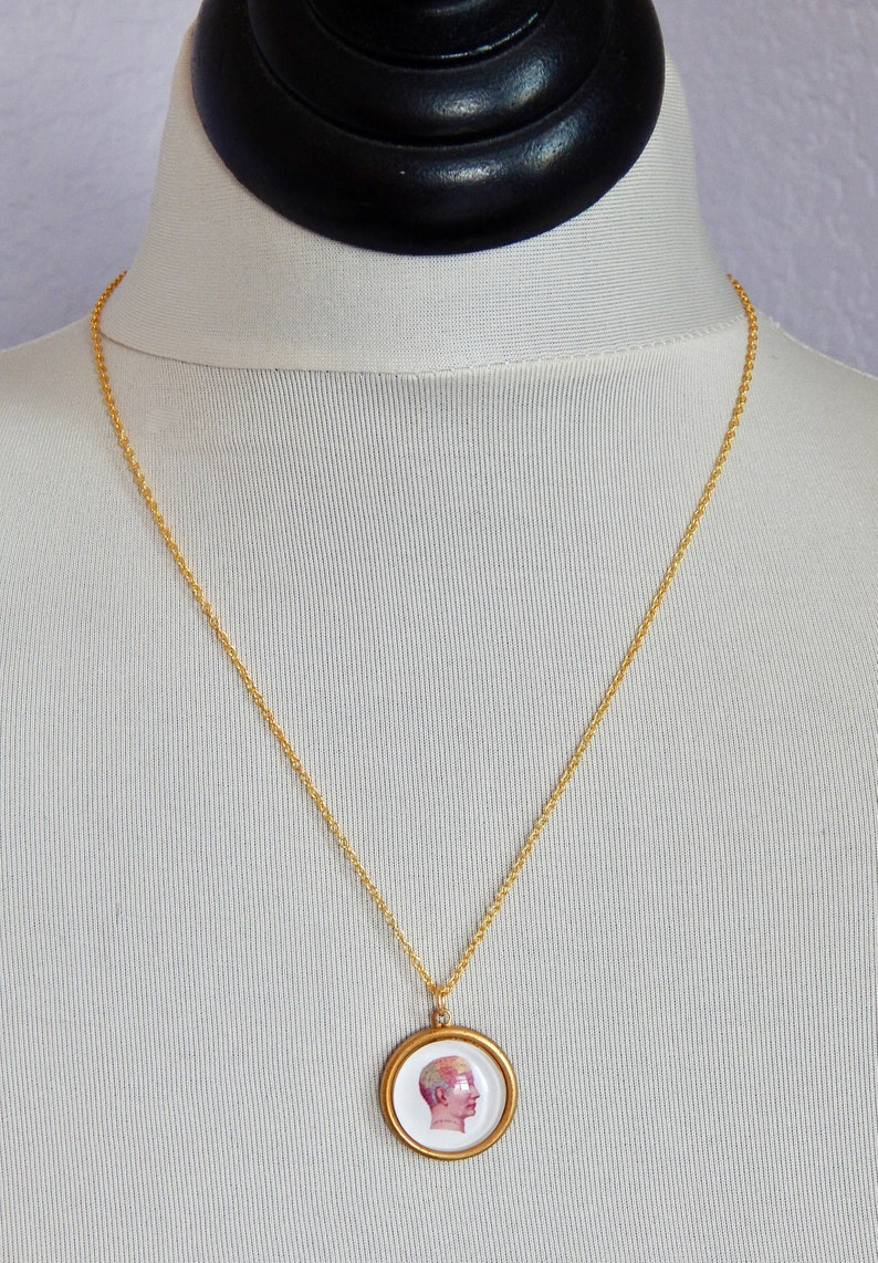 phrenology pendant brain necklace Phrenology necklace psychology
