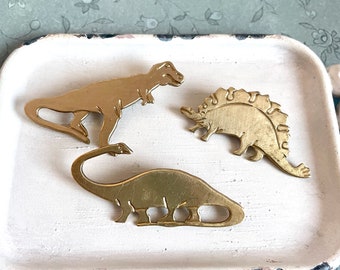 Vintage brass dinosaur pins your choice - brontosaurus pin - stegosaurus pin - T Rex
