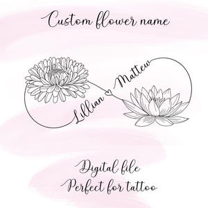 Benutzerdefinierte Infinity Symbol Tattoo Design, personalisiertes Paar Jahrestagsgeschenk, Infinity Child Tattoo, Infinity Zeichen Tattoo, 2 Namen Geburtsmonat