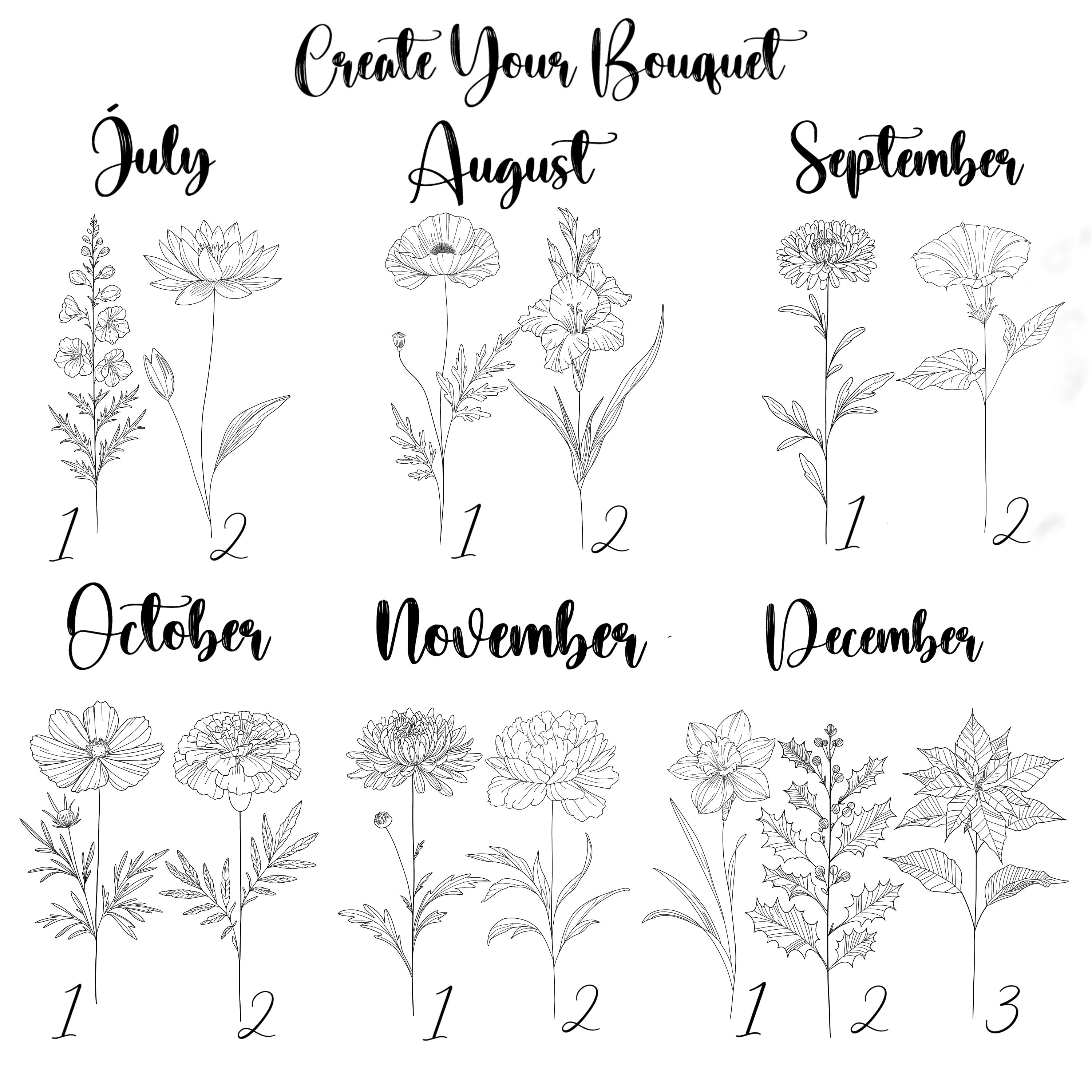 Delicate Family Birth Flower Tattoos