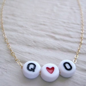 Custom White Letter Bead Necklace- Name Bead Necklace, Gold Chain Initial Necklace, White Initial Bead, Layering Necklace, Everyday Necklace