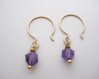 Amethyst Gold Earrings- Amethyst Drop Earrings, Purple Gemstone Earrings, Everyday Earrings, Modern Amethyst Earrings, Delicate Earrings