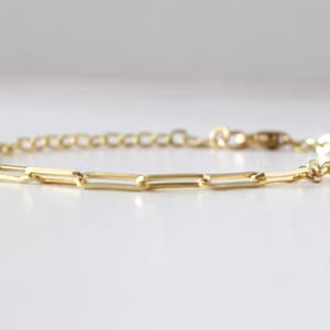 Gold Link Chain Bracelet-Gold Paperclip Chain, Gold Chain Bracelet, Stacking Bracelet, Gold Filled Chain Bracelet, Gold Cable Chain Bracelet