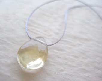 Quartz Cord Necklace- Nylon Cord Necklace, Citrine Quartz Necklace, Everyday Jewelry, Delicate Necklace, Layering Necklace, Modern Jewelry