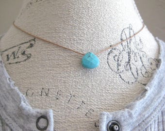 Collar de cordón de seda turquesa - Joyería bohemia