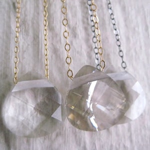 Swarovski Crystal Necklace- Crystal Pendant Necklace, Crystal Briolette Necklace, Gold Chain Necklace, Swarovski Pendant, Layering Necklace