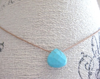 Turquoise Silk Cord Necklace- Boho Jewelry