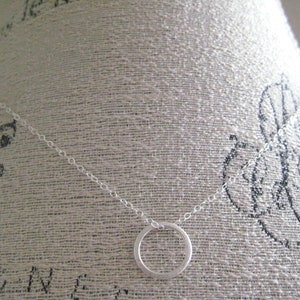 Silver Circle Necklace Circle Necklace, Ring Pendant, Textured Ring Charm, Silver Ring Necklace, Everyday Necklace, Layering Necklace image 2