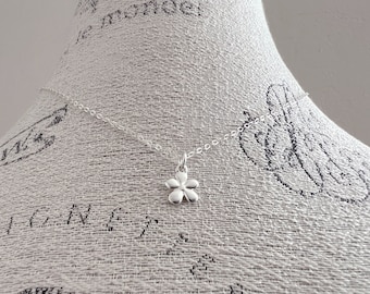 Silver Flower Necklace- Flower Charm Necklace, Flower Necklace, Bridal Necklace, Silver Flower Charm, Layering Necklace, Everyday Necklace