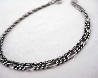 Silver Multi Chain Bracelet- Silver Chain Bracelet, Oxidized Silver Bracelet, Stacking Chain Bracelet, Everyday Bracelet, Oxidized Bracelet