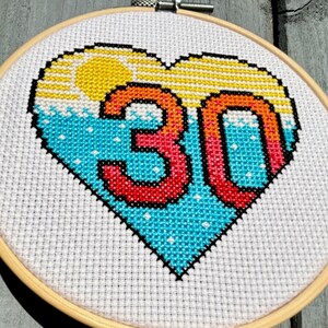 30 Sunshine Heart - Cross Stitch Patroon PDF - 30e verjaardag of jubileum (alleen downloaden)