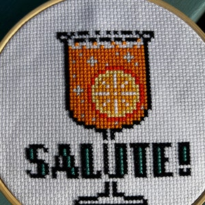 Salute Aperol Italiaanse Spritz Cocktail - Cross Stitch Patroon PDF - Verjaardags- of jubileumkaart of cadeau (alleen downloaden)