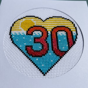 Sunshine Heart - Kit de fabrication de cartes d'anniversaire au point de croix - Anniversaire d'anniversaire - Personnalisé n'importe quel nombre - 30