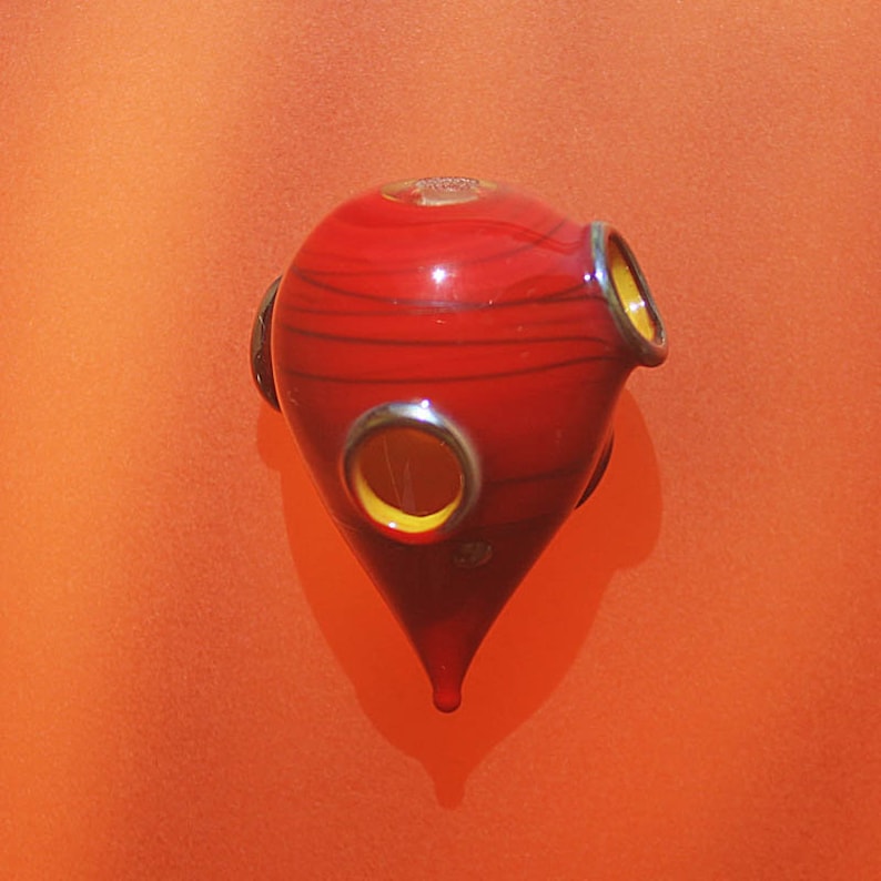 Silver Red Whosit Handmade Lampwork Hollow Bead SRA