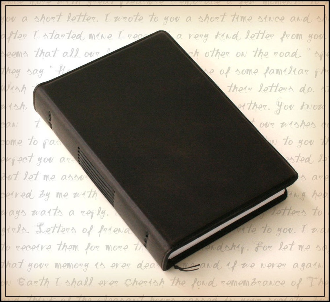 Black Leather Hardcover Journal with Lined Paper and Free Etsy