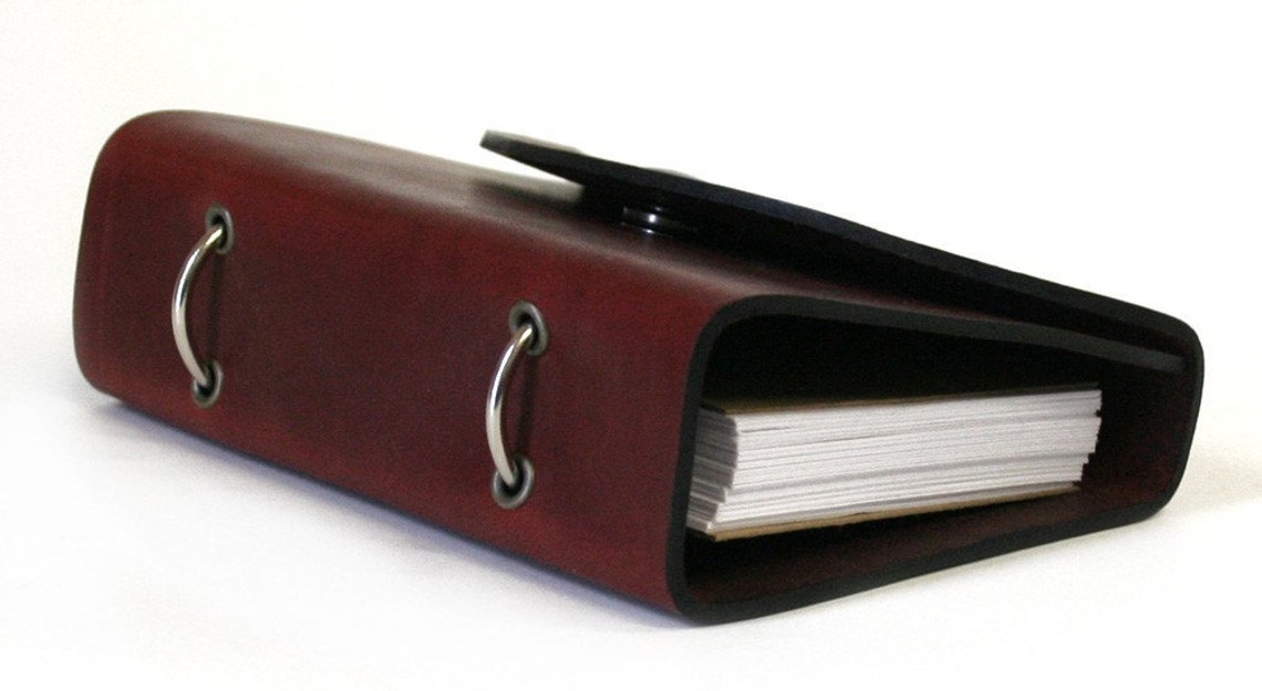 Burgundy Leather Journal Ring Binder for 3x5 Index Cards with Etsy