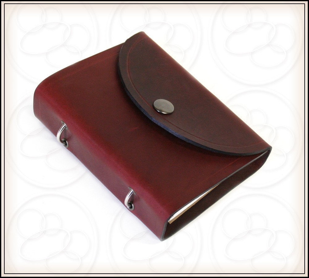 Burgundy Leather Journal Ring Binder for 3x5 Index Cards with Etsy