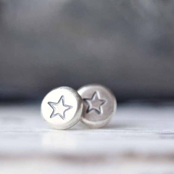 Studs - earrings - sterling silver - stars - ear posts