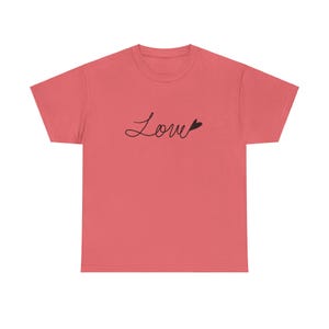 Love Women&#39;s T-Shirt, Romantic Valentine&#39;s Day Gift, Cute Graphic Tee, Casual Cotton Top, Heart Design Shirt