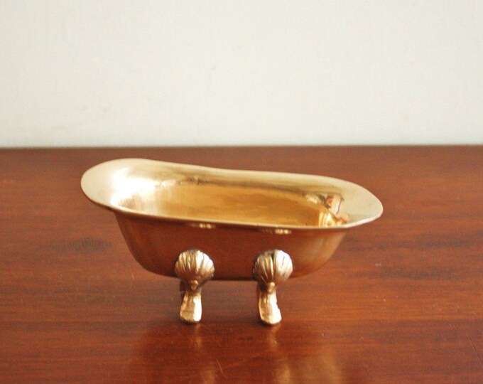 Vintage Brass Bathtub Bowl Business Card Holder Etsy