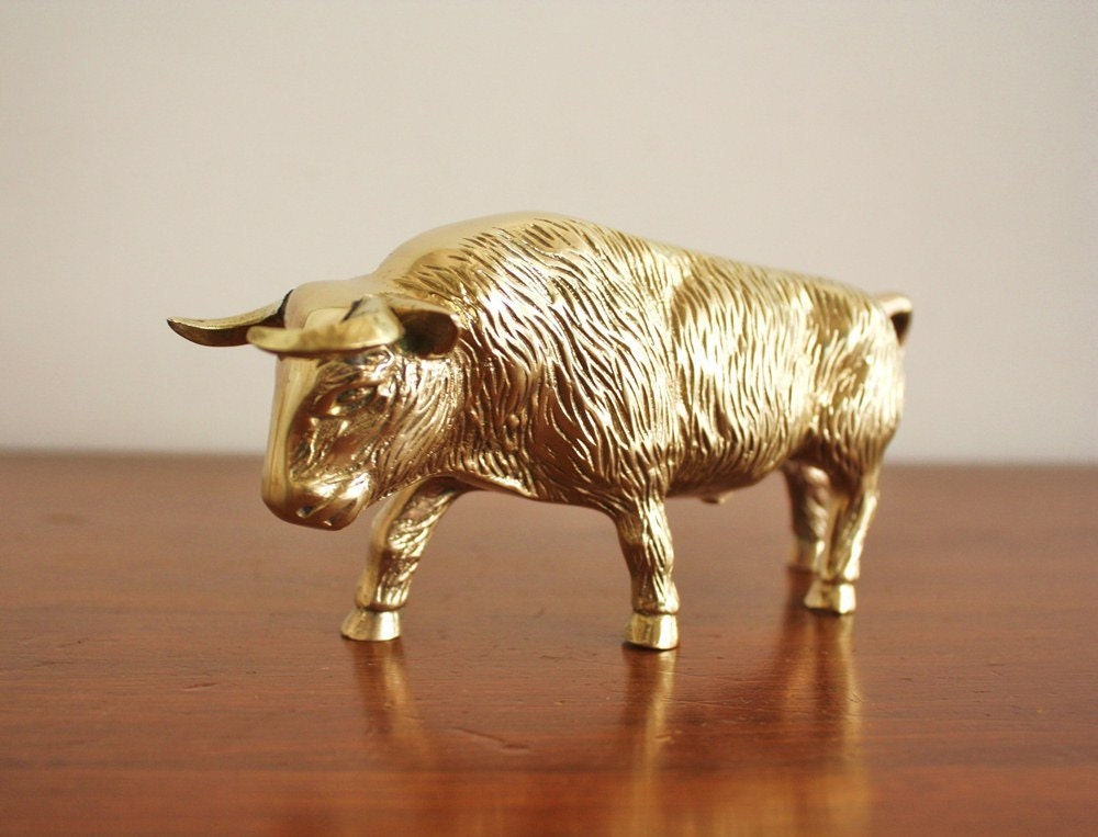 Vintage brass bull Etsy