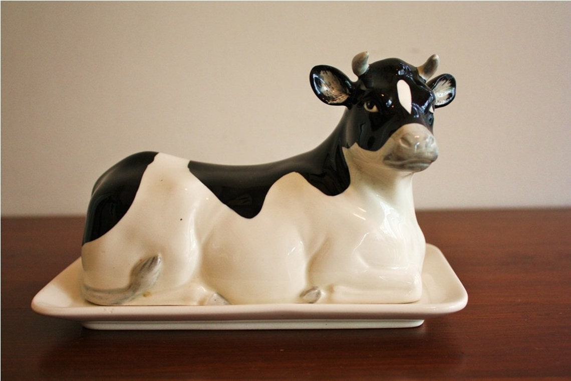 Vintage ceramic COW butter dish with lid Otagiri Japan Etsy