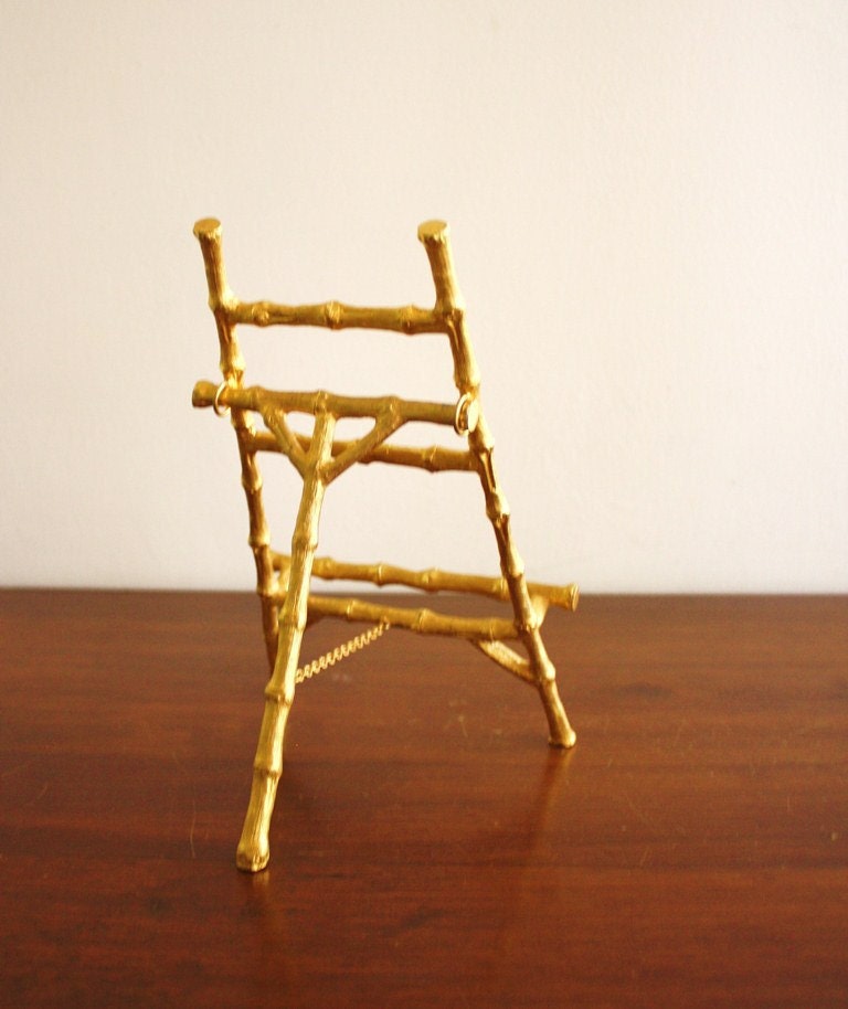 Vintage gold faux bamboo mini easel Etsy