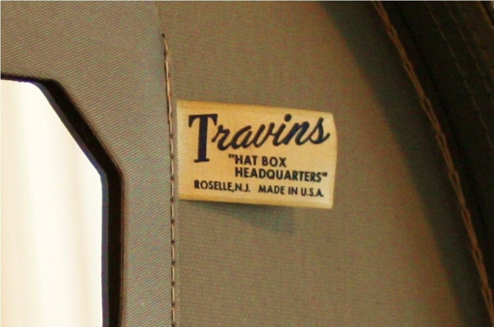 Large vintage Travins round trunk hat box suitcase luggage Etsy