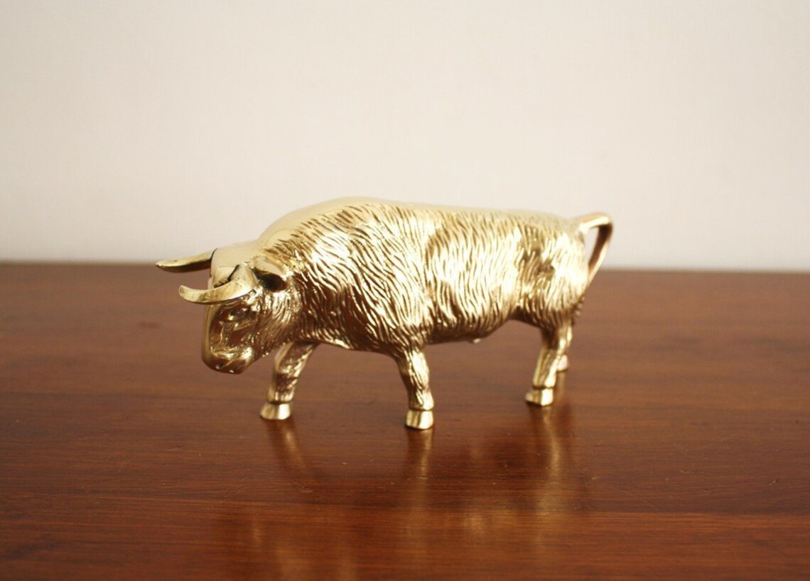 Vintage brass bull Etsy